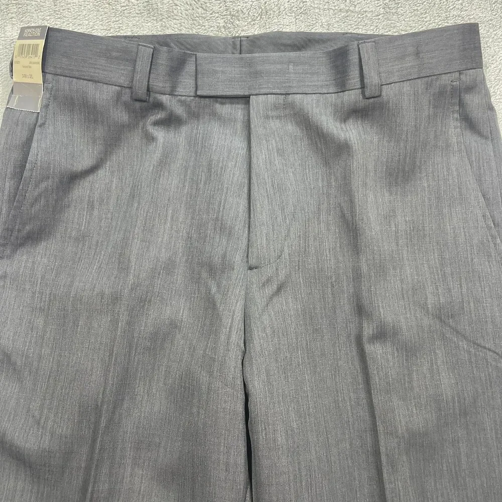 Kenneth Cole Reaction Dress Pants Mens 34x32 Charcoal Gray Textured Sitra Formal